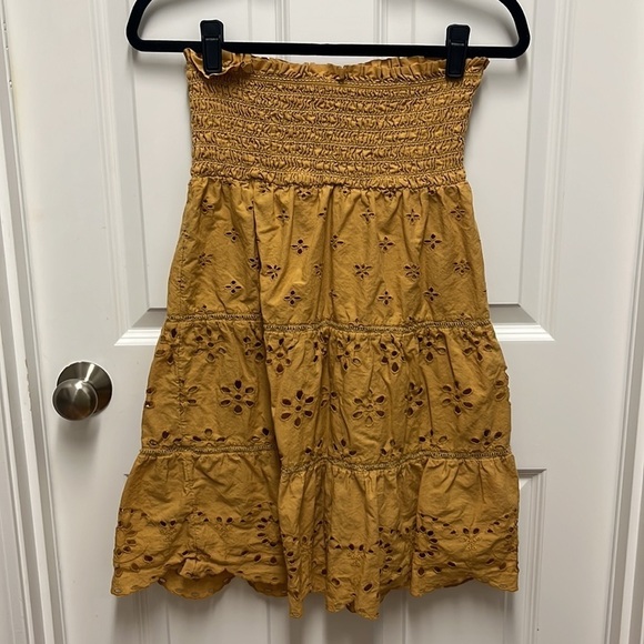 American Eagle Golden Strapless Boho Mini Dress - Picture 2 of 5